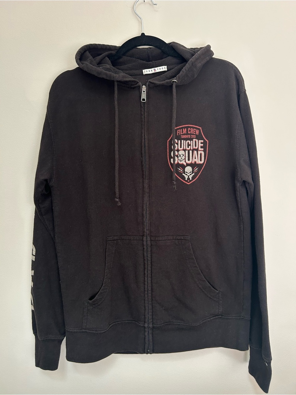 Authentic Suicide Squad Film Crew Set Gift Black Zip-Up Hoodie